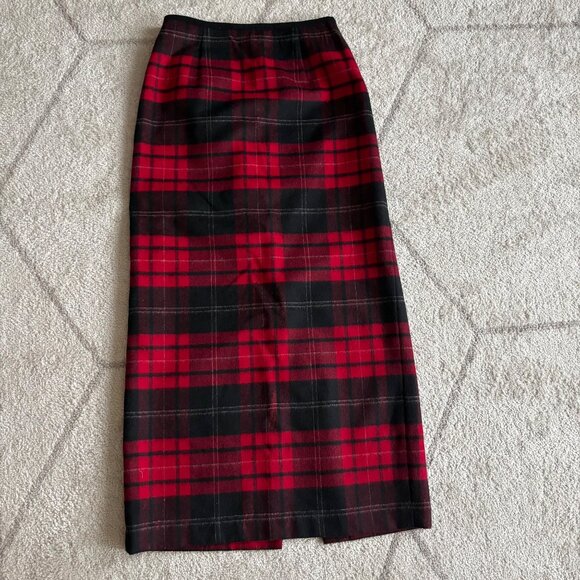 Vintage Talbots Red Black Tartan Wool Plaid Maxi Winter Festive Holiday Sz 4 - Picture 1 of 8